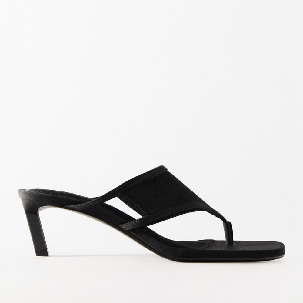 Black high heeled sandals